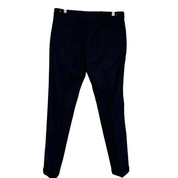 Luigi Fusaro Wool Dress Pants Men size US 32 IT 48 Navy Blue Flannel 33" inseam - Picture 2 of 11